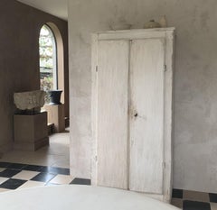 19th century linnen cupboard in original white paint