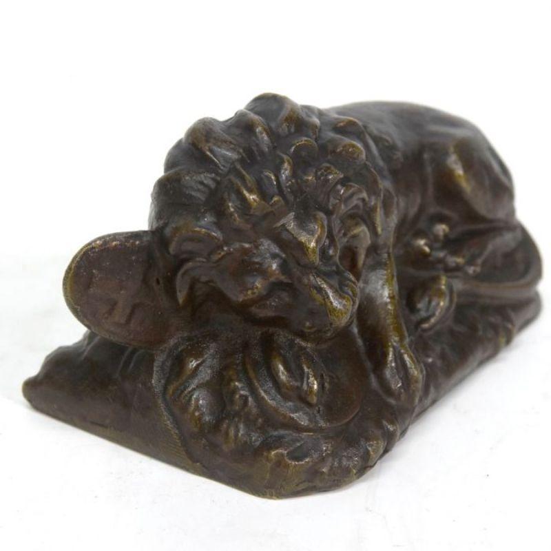 Patinated 19th Century, Lion Animal Bronze For Sale