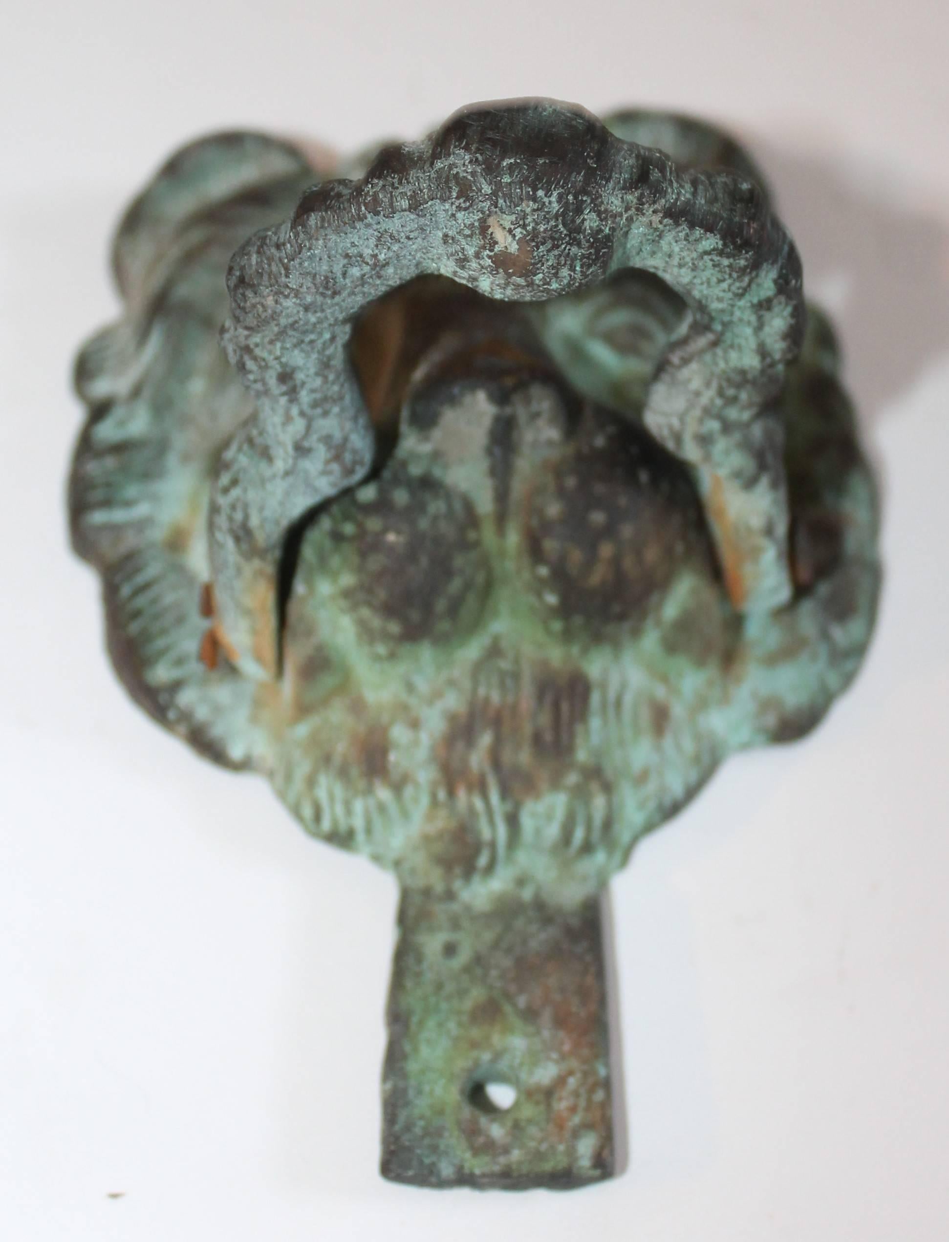 American 19th Century Lion Door Knocker in Bronze
