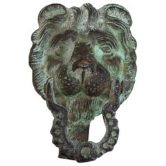 Antique 19th Century Lion Door Knocker in Bronze