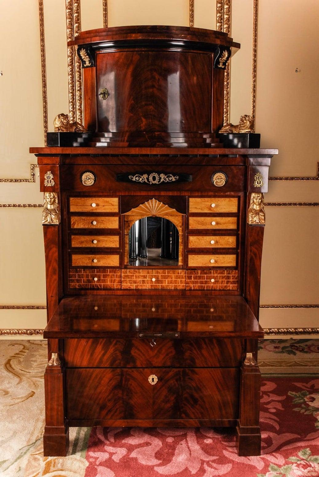 Gilt 19th Century Lion Secretary Empire Berlin For Sale