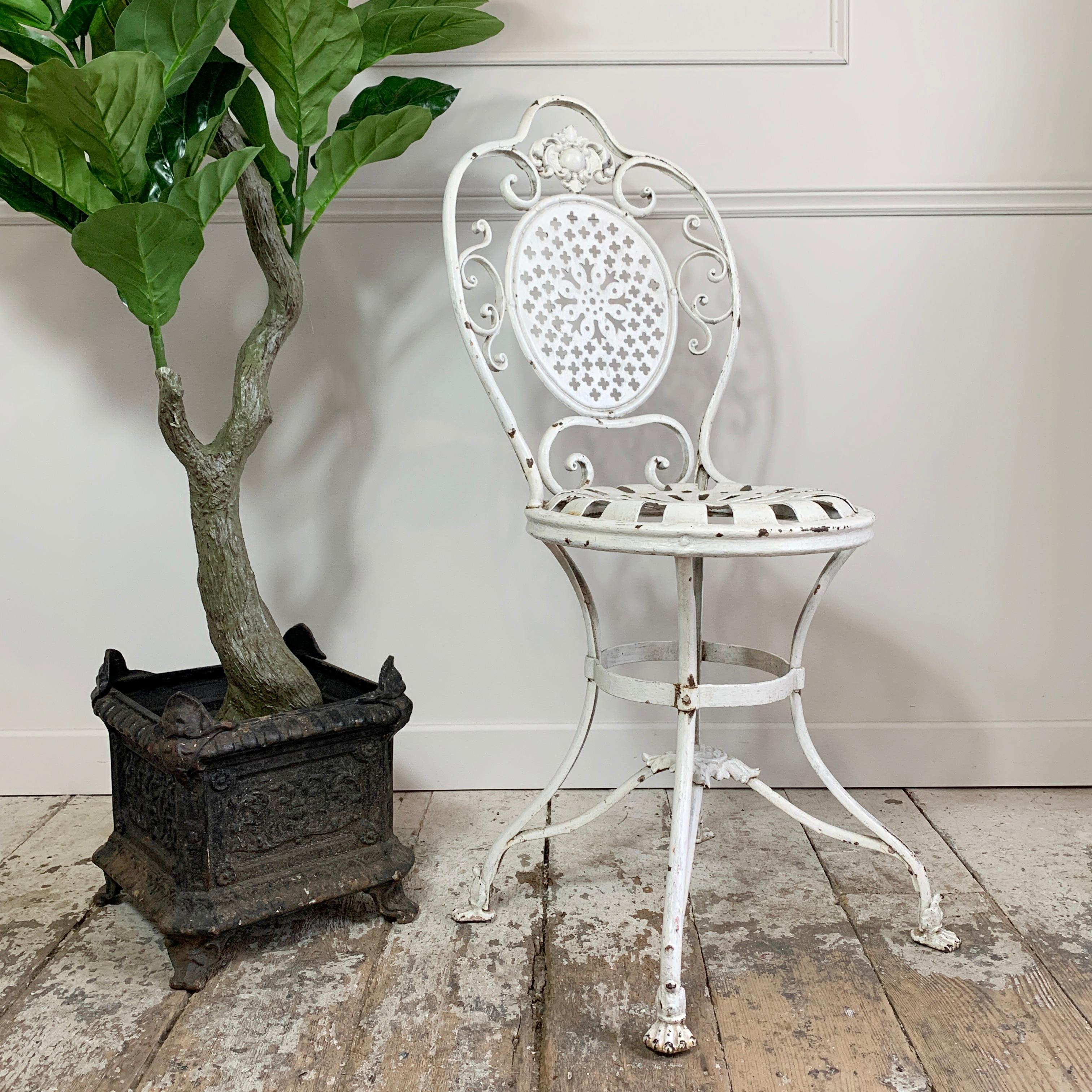 French 19th Century White Lions Paw Arras Orangery Chair For Sale