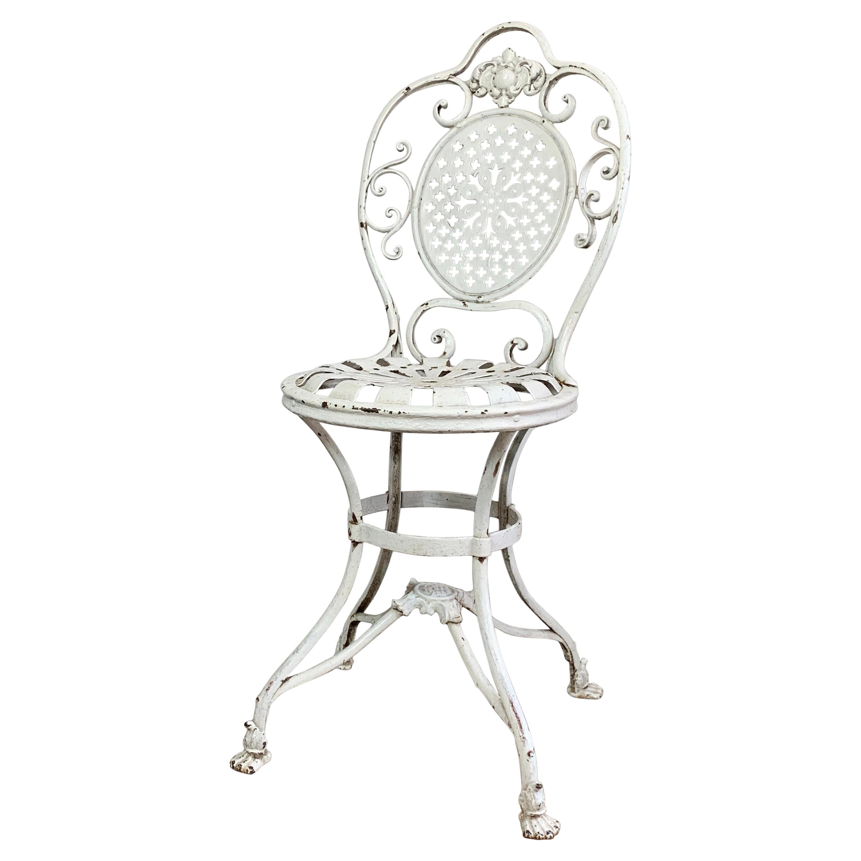 19th Century White Lions Paw Arras Orangery Chair For Sale