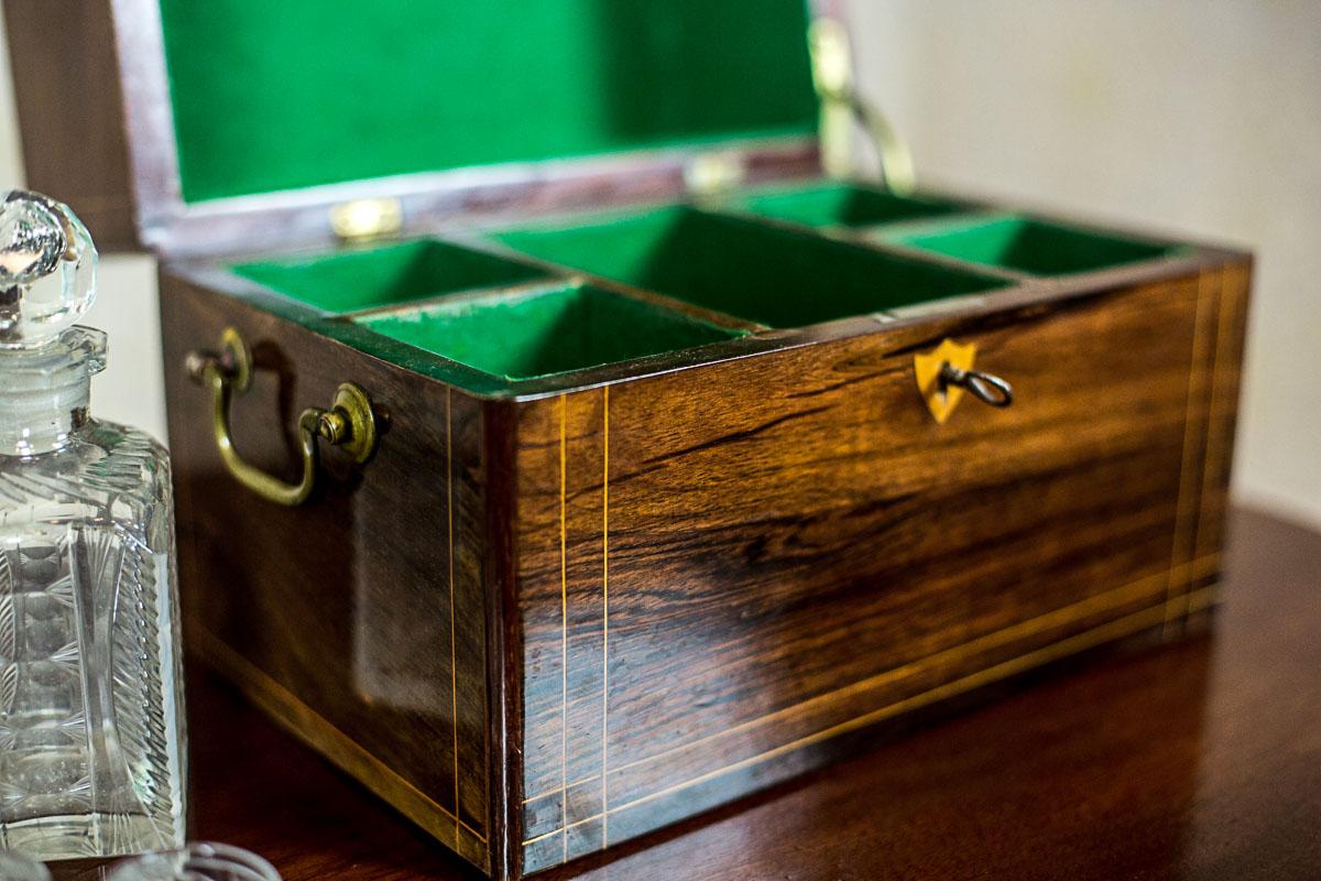 Veneer 19th Century Liqueur Set with a Storage Box