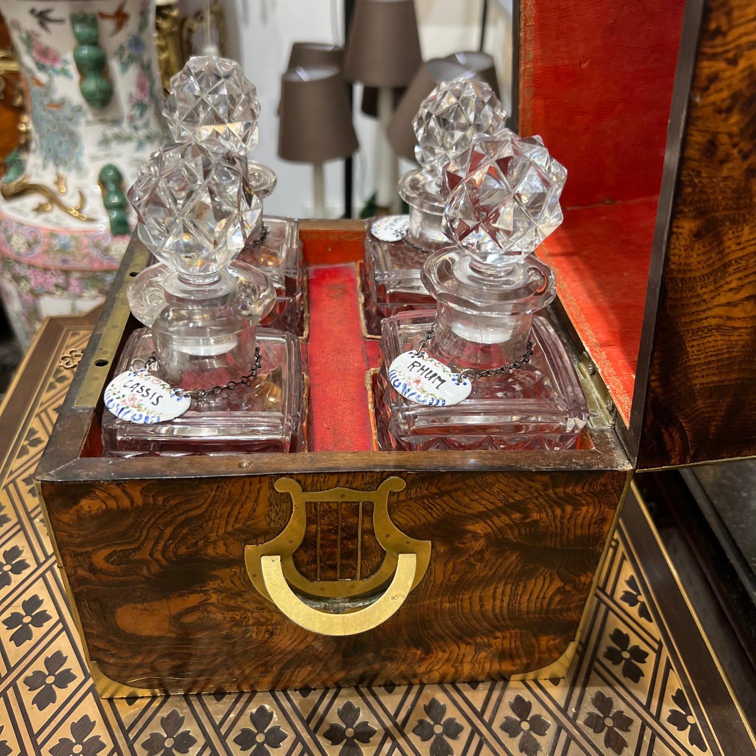 Napoleon III 19th Century Liquor Cabinet with Original Crystal Glassware  For Sale