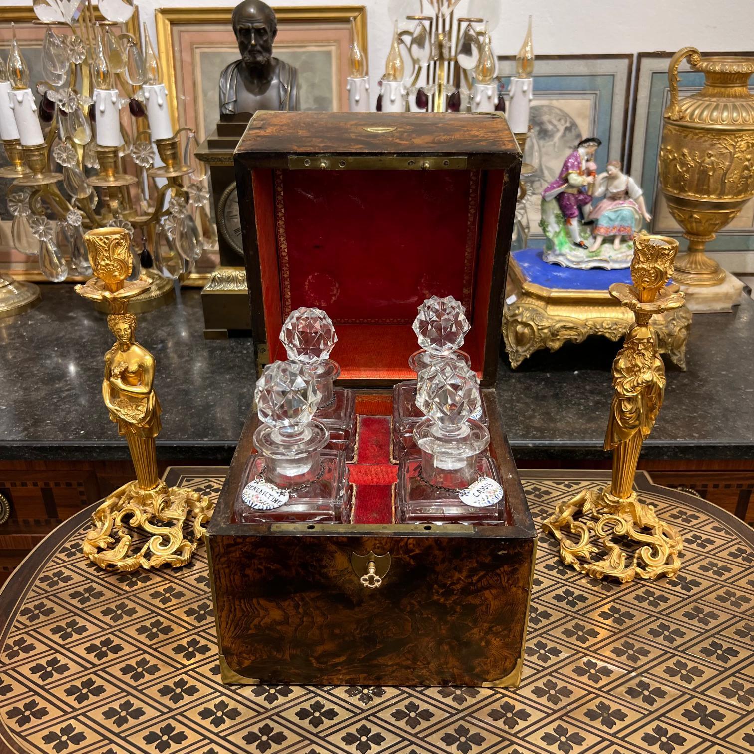 19th Century Liquor Cabinet with Original Crystal Glassware  For Sale 2
