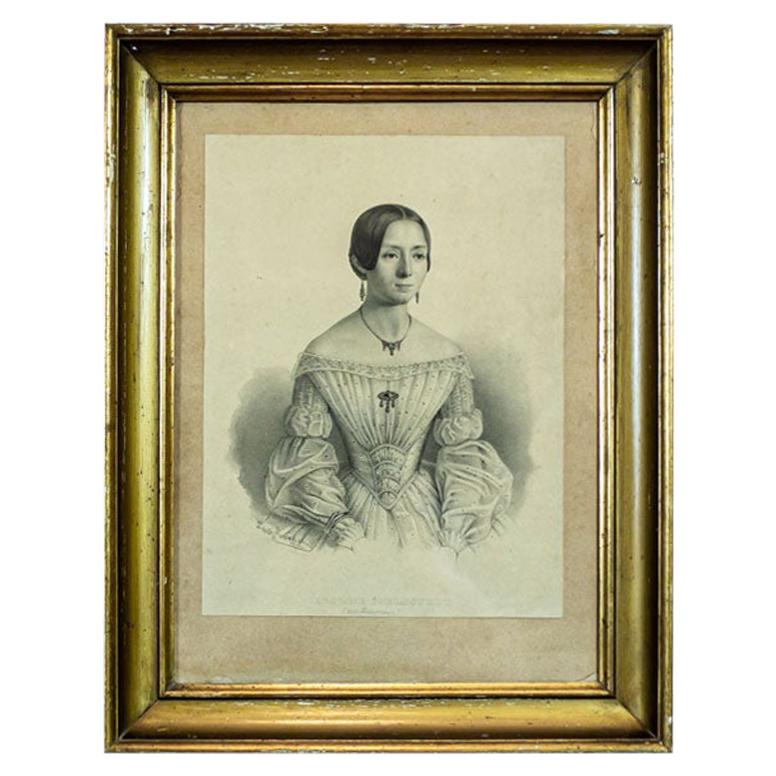 19th Century Lithograph, a Portrait of a Dancer For Sale