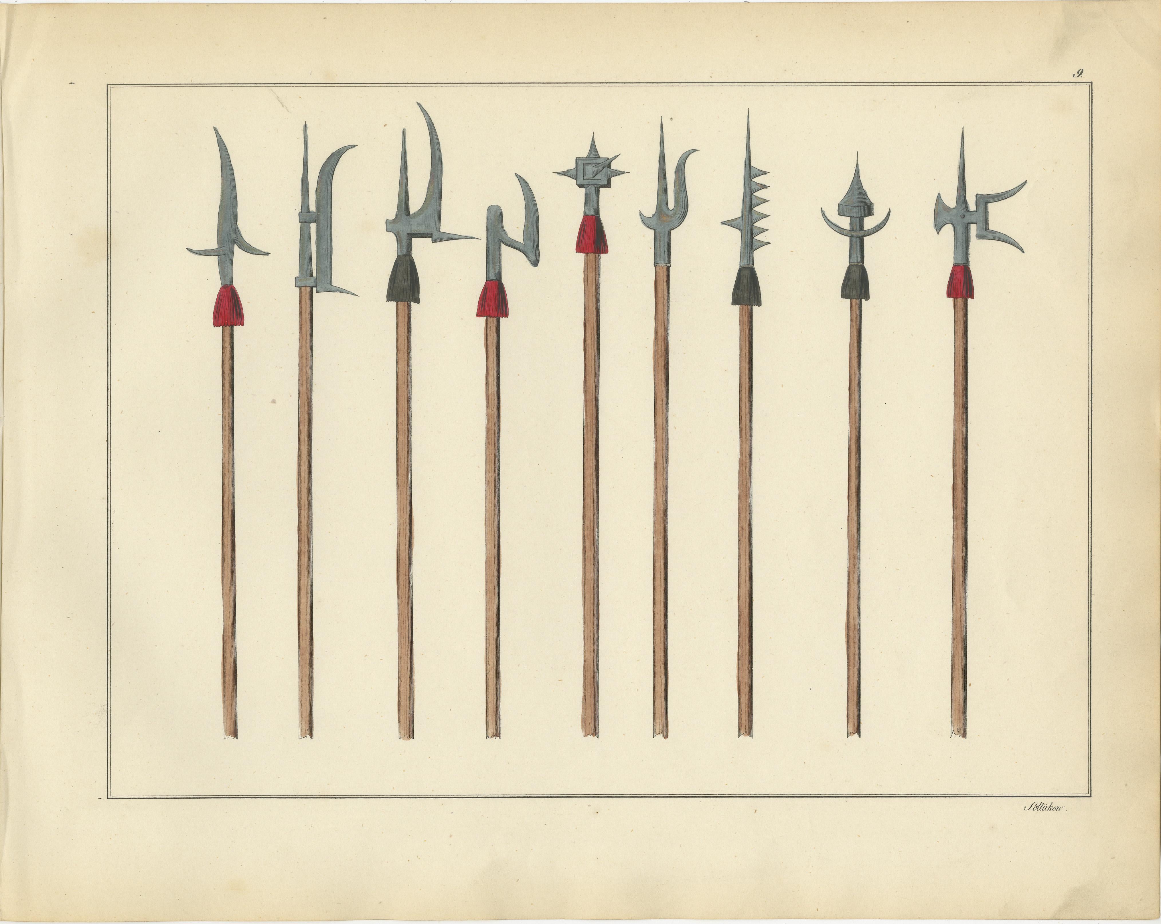 Compilation de lithographies du 19e siècle représentant des armes à feu médiévales Bon état - En vente à Langweer, NL
