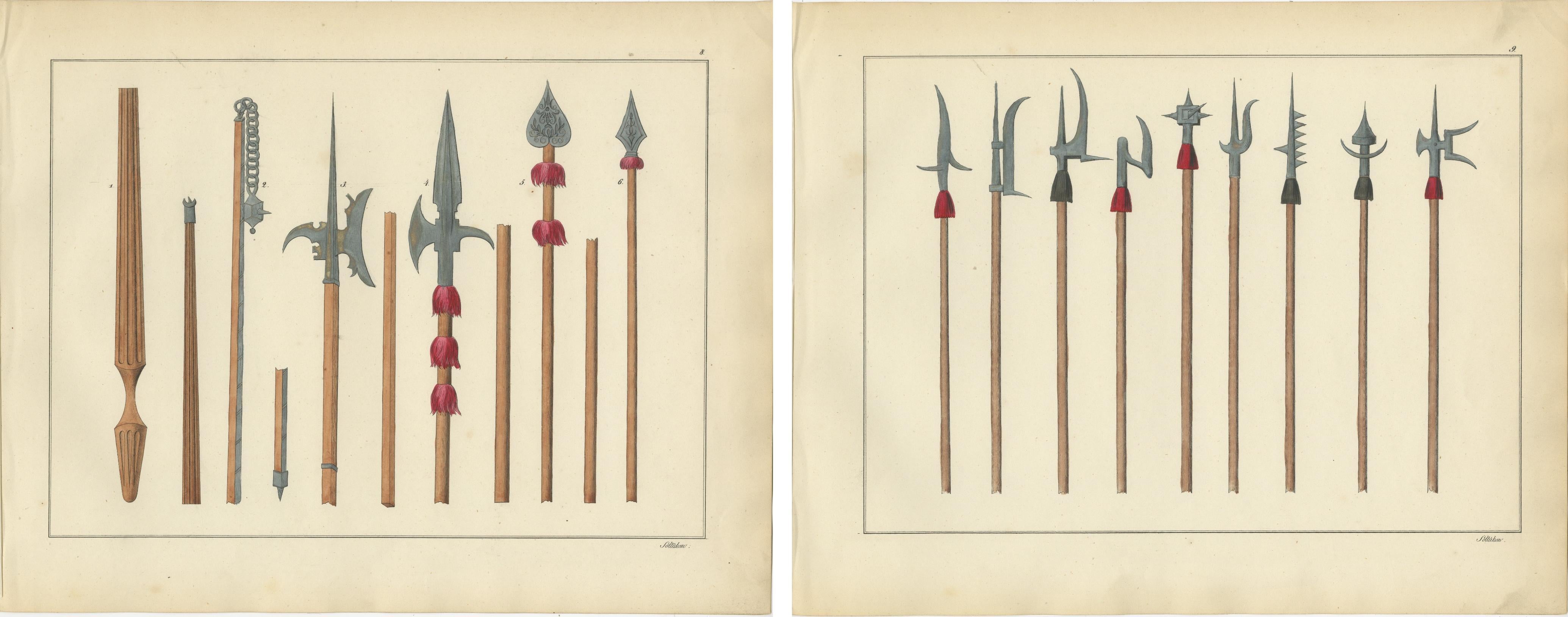 Milieu du XIXe siècle Compilation de lithographies du 19e siècle représentant des armes à feu médiévales en vente