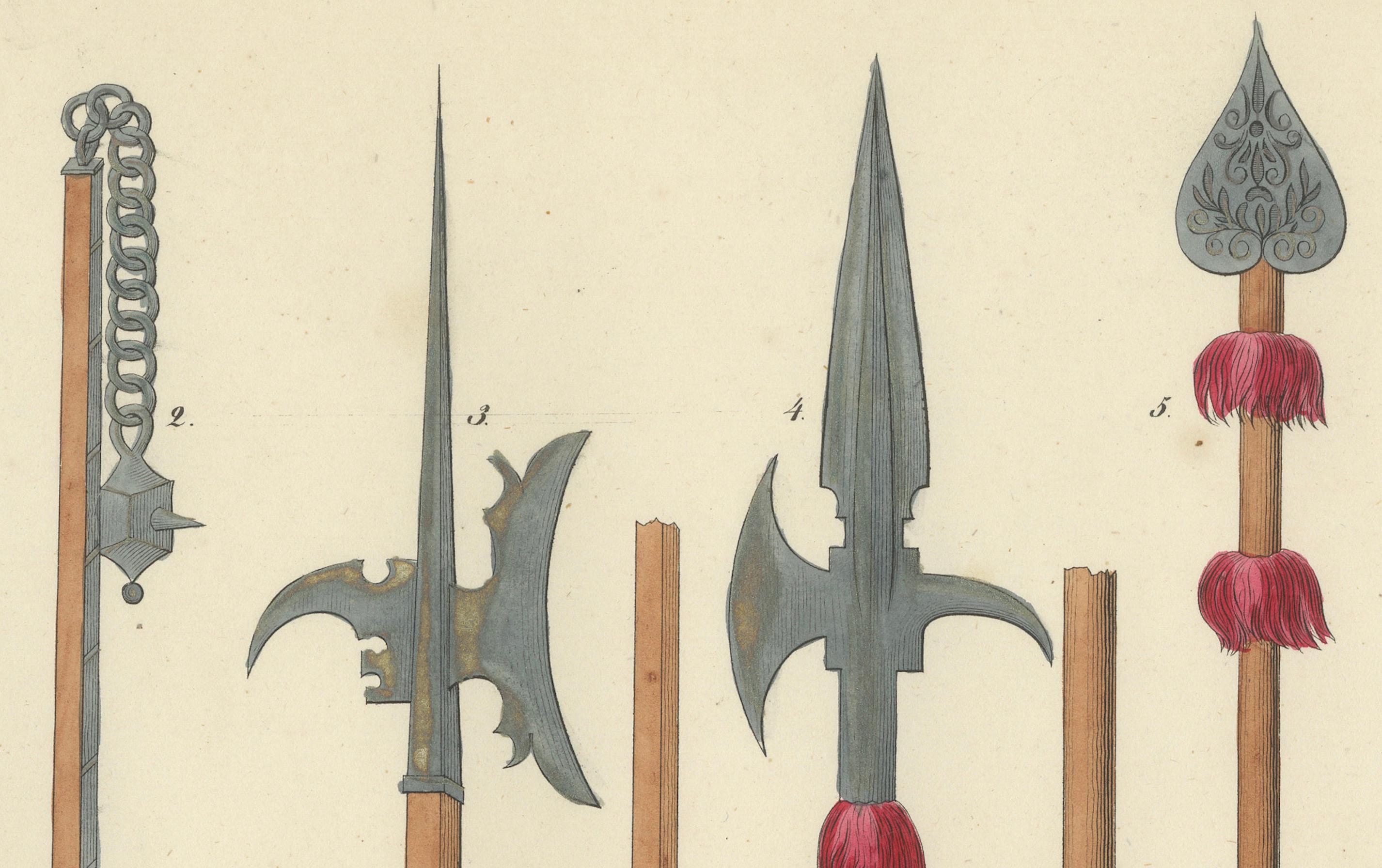 Compilation de lithographies du 19e siècle représentant des armes à feu médiévales en vente 1