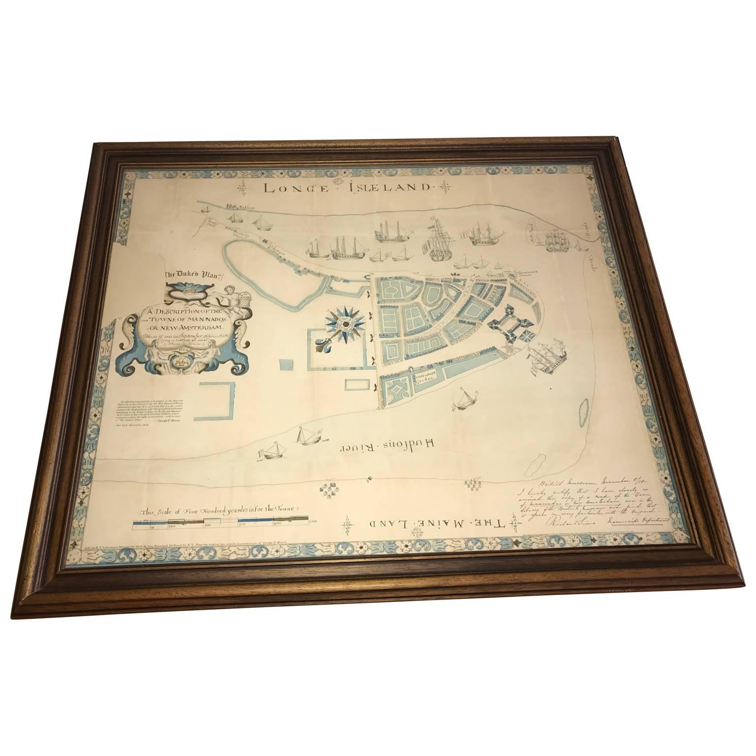 Paper 19th Century Lithograph Map of Lower Manhattan, New York