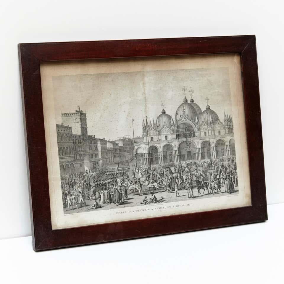 Neoclassical 19th Century Lithography of Venice in Black and White For Sale
