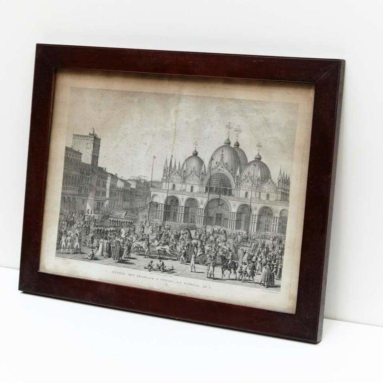 Lithografie von Venedig des 19. Jahrhunderts in Schwarz und Weiß im Angebot 1