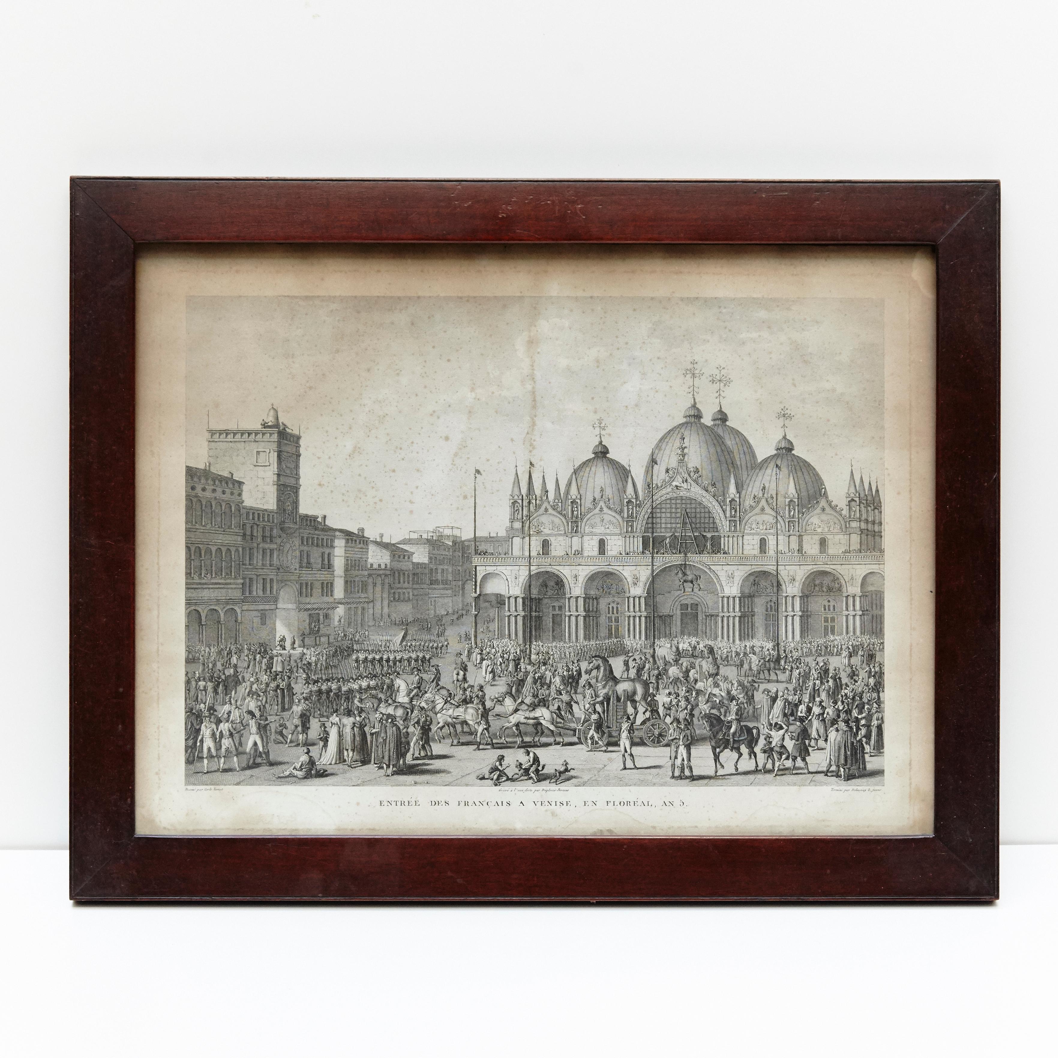 19th Century Lithography of Venice in Black and White 3