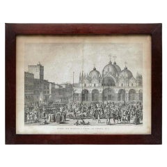 Litografia del XIX secolo di Venezia in bianco e nero