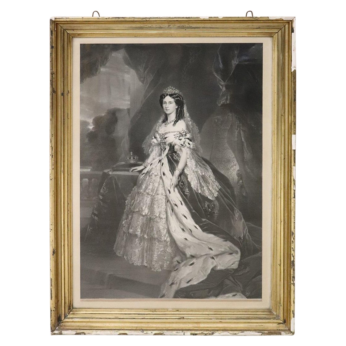 19th Century Lithography Portrait of Augusta of Saxony, Empress of Germany