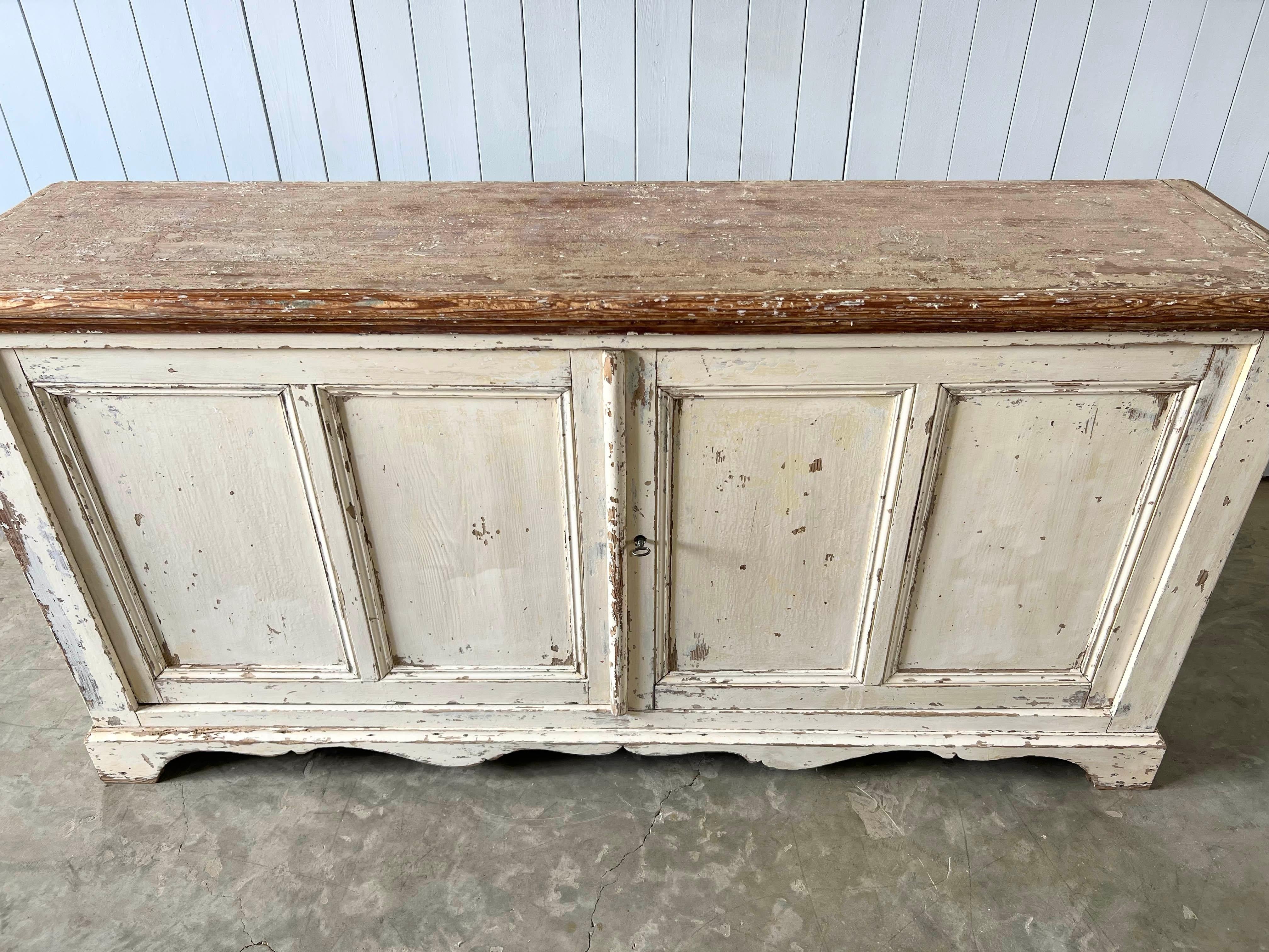 Pine 19th Century Little French Cream Sideboard For Sale