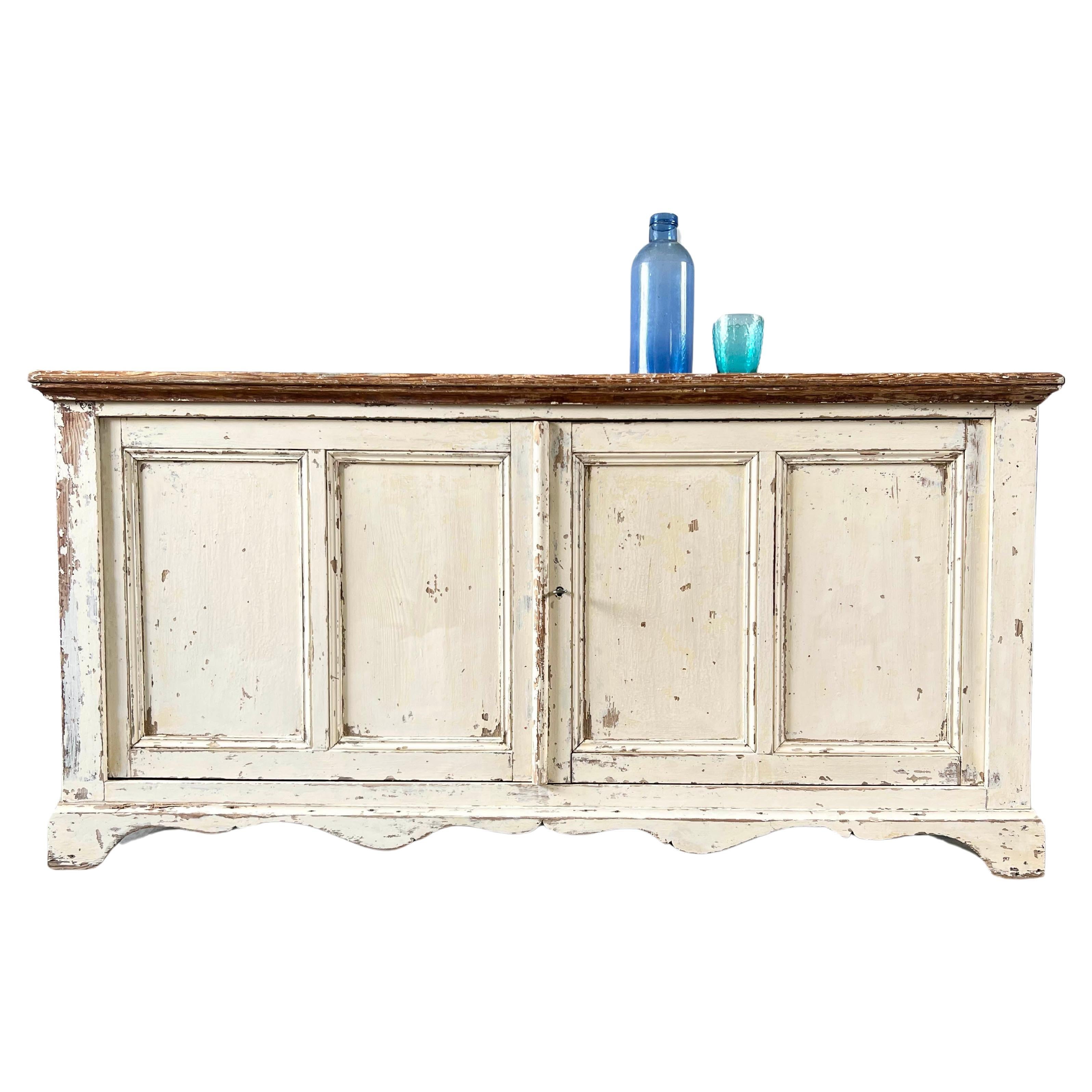 19th Century Little French Cream Sideboard For Sale