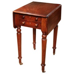 19th Century Little Mahogany Pembroke Table with 2 Drawers