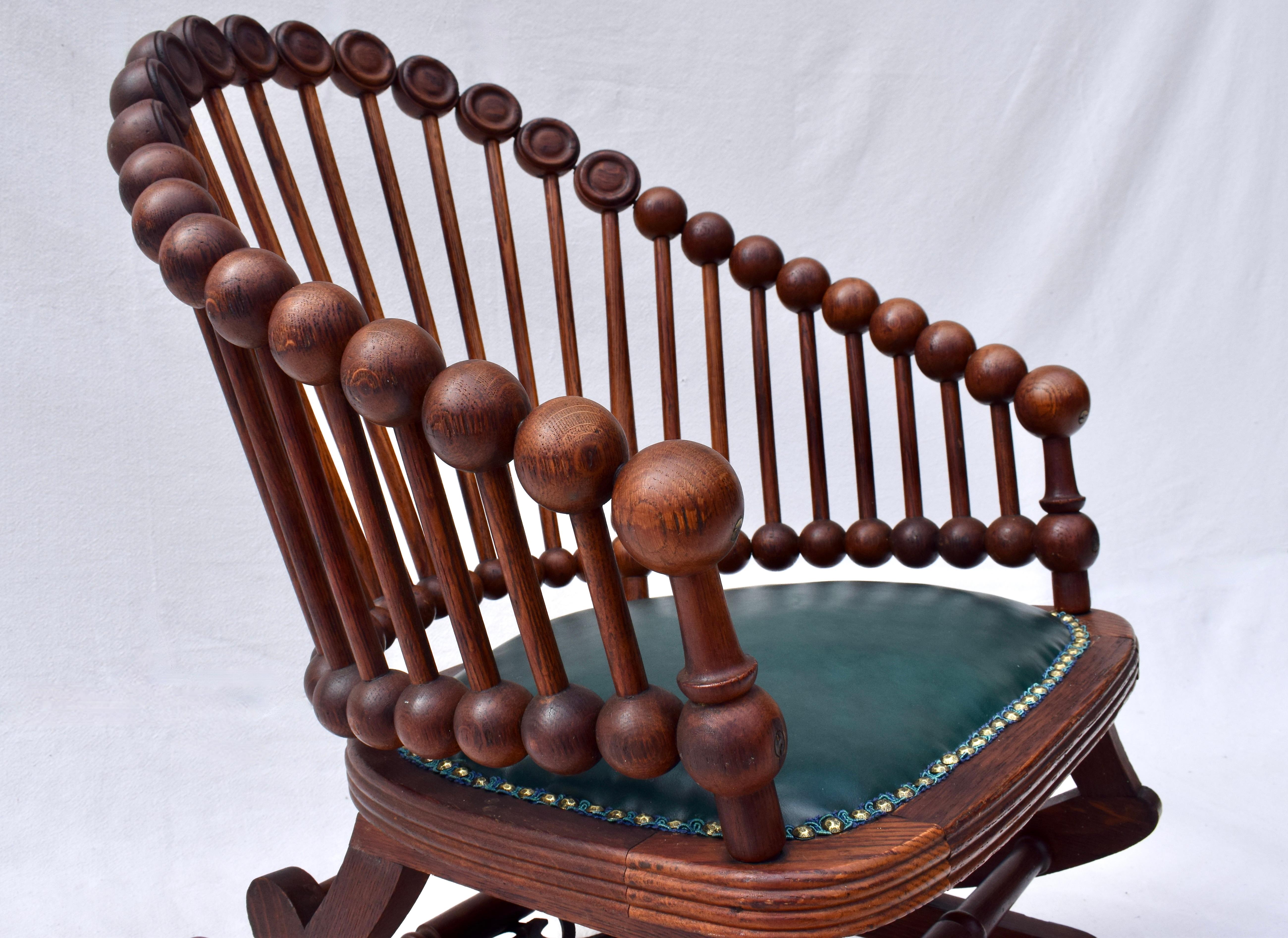 American 19th Century Lollipop Platform Rocking Chair by George Hunzinger For Sale
