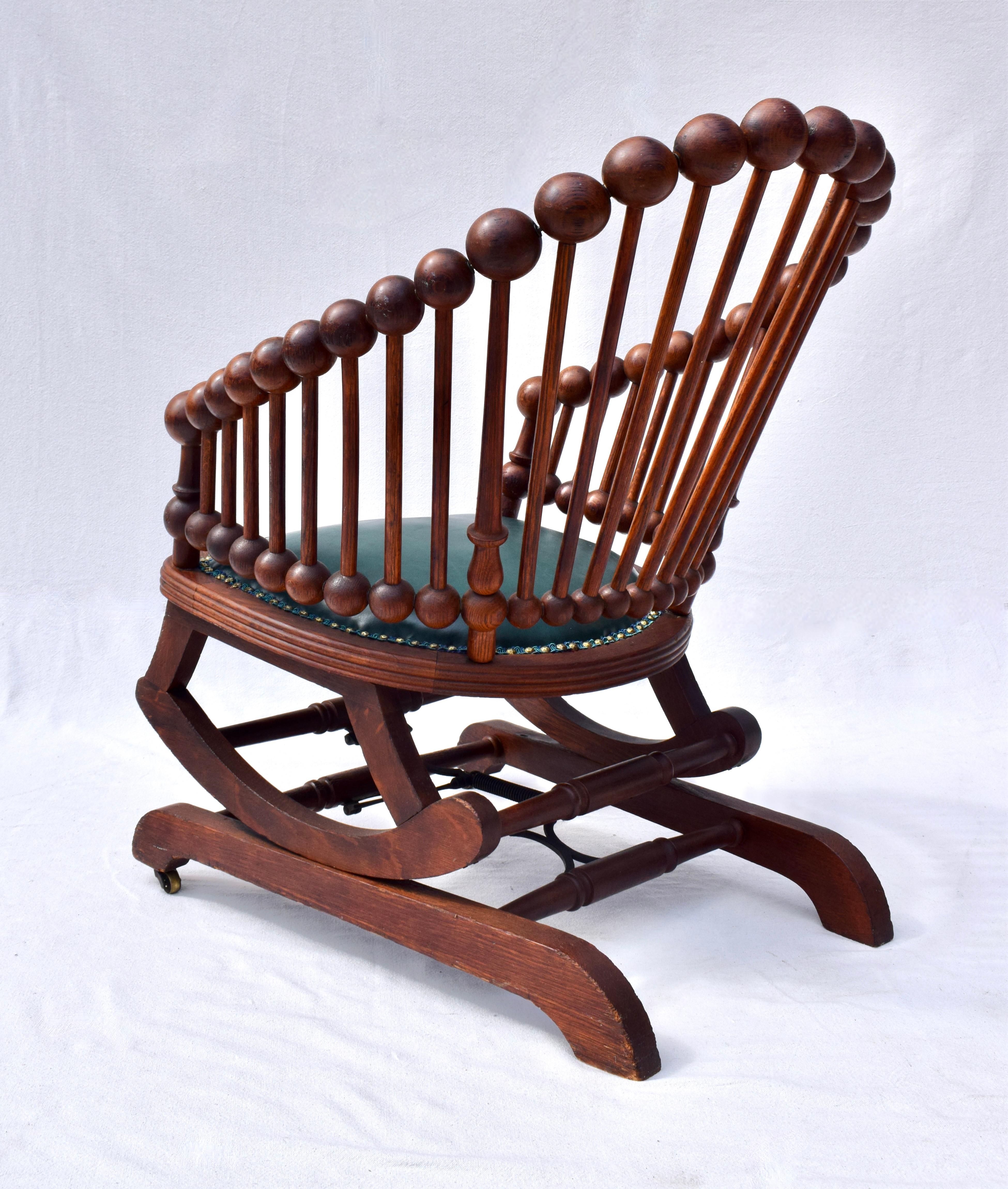 Victorian 19th Century Lollipop Platform Rocking Chair by George Hunzinger For Sale