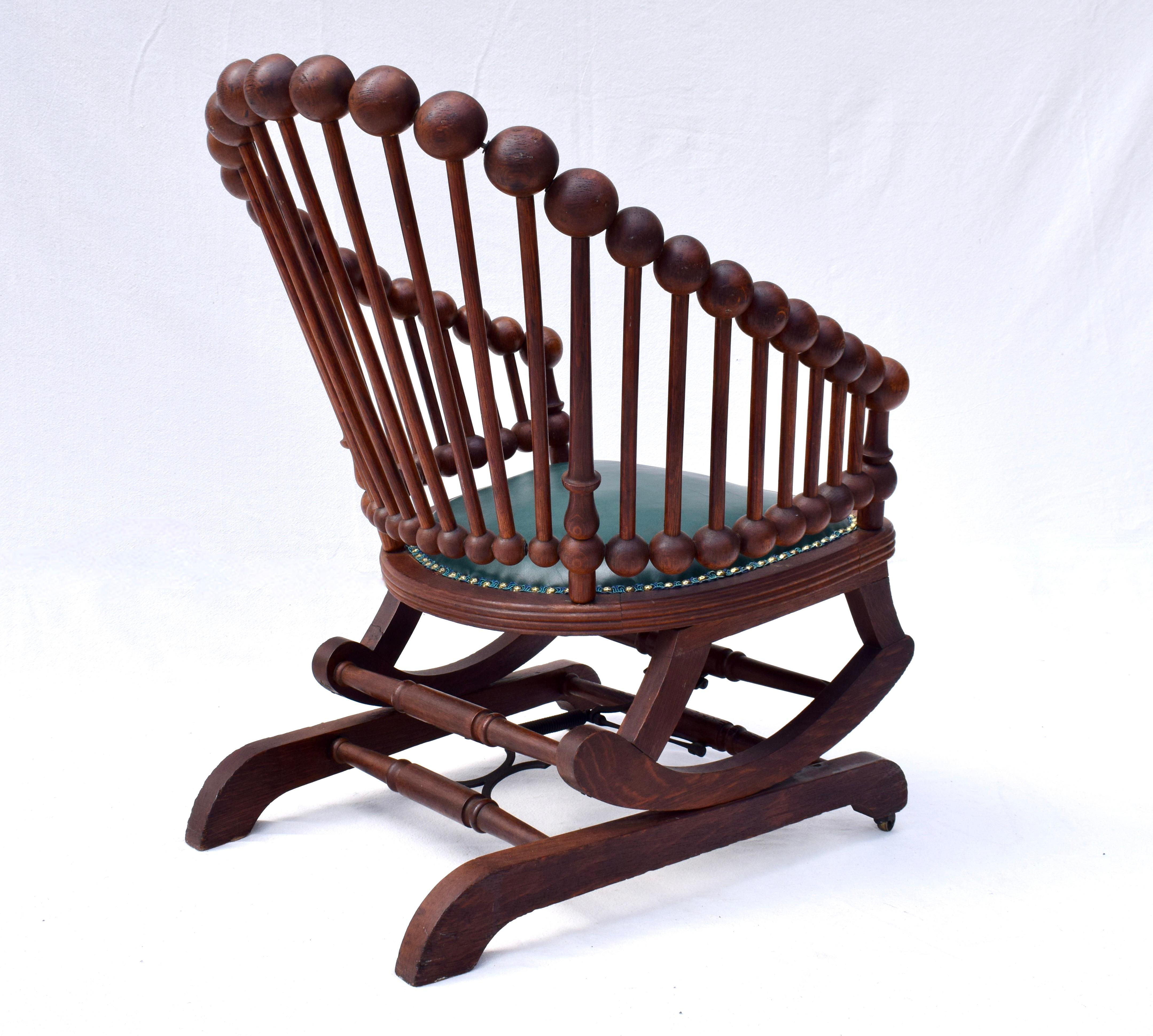 Brass 19th Century Lollipop Platform Rocking Chair by George Hunzinger For Sale