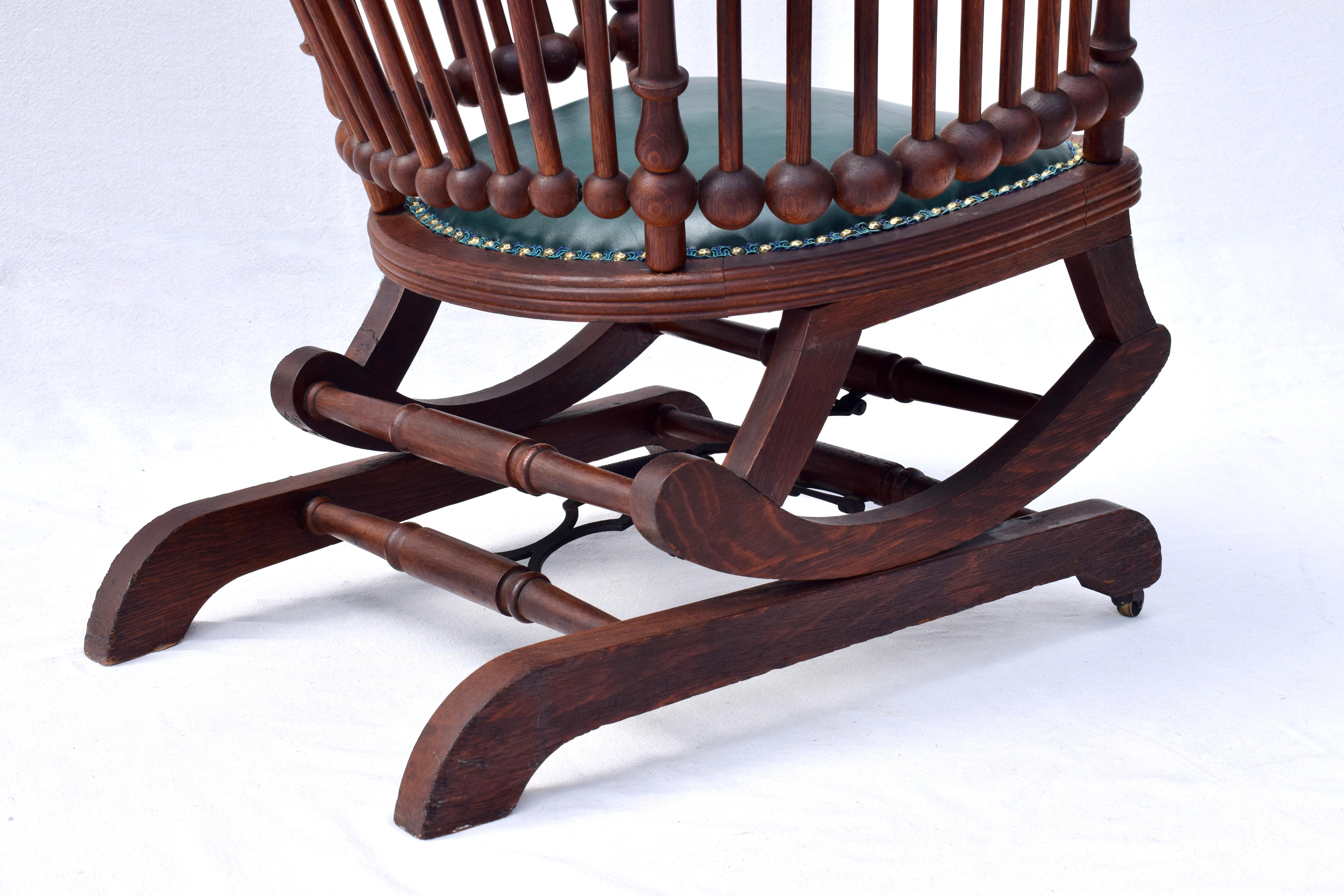 Brass 19th Century Lollipop Platform Rocking Chair by George Hunzinger For Sale