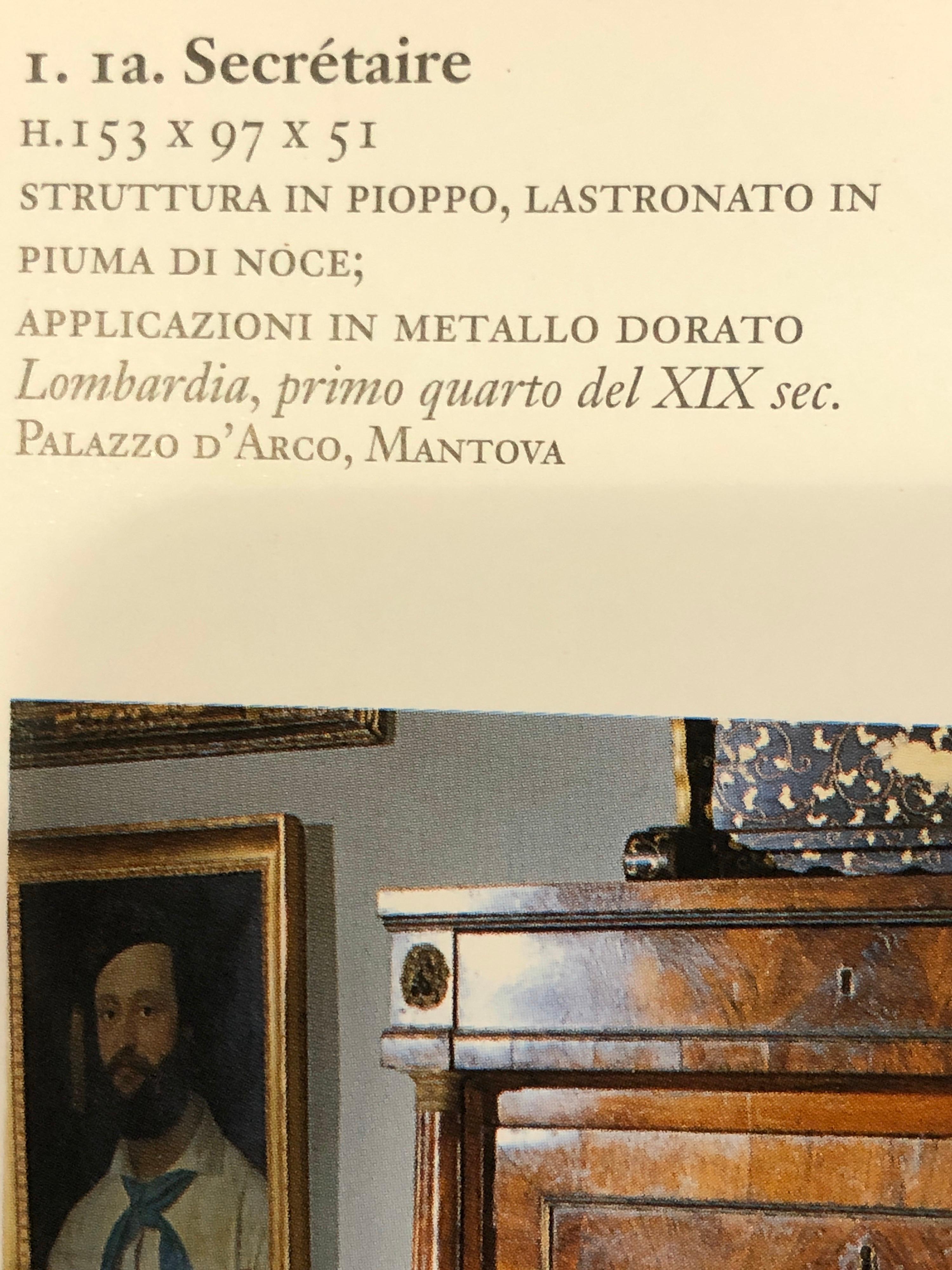 19th Century Lombard Italian Empire Wood Walnut Secretaire with Marble, 1810 16