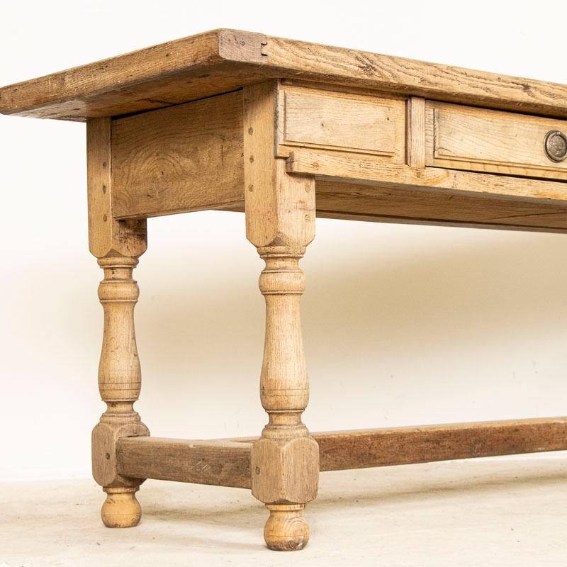 19th Century Long Antique Bleached Oak Refectory Library Table Console Table fro 6