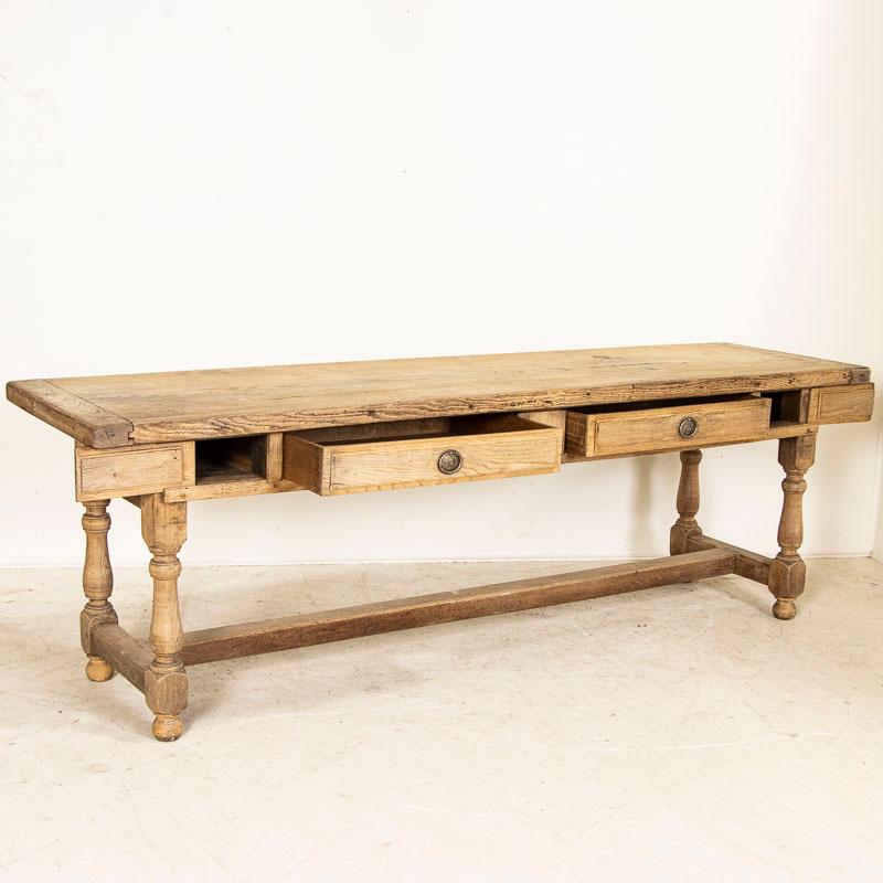 French 19th Century Long Antique Bleached Oak Refectory Library Table Console Table fro