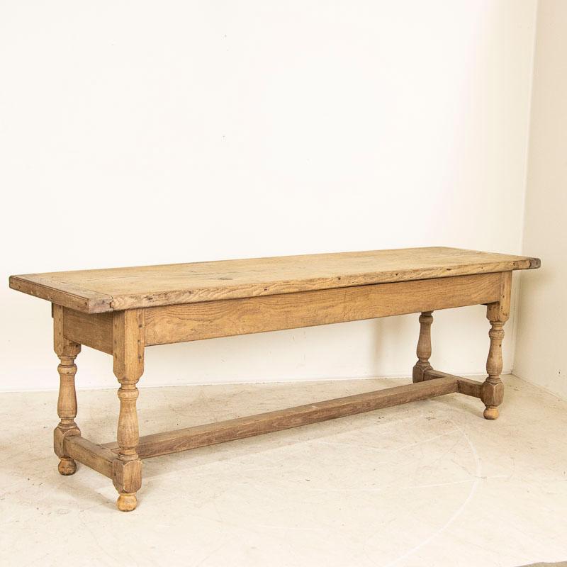 Wood 19th Century Long Antique Bleached Oak Refectory Library Table Console Table fro