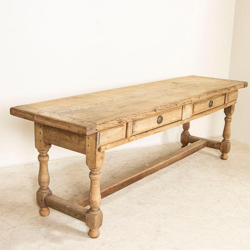19th Century Long Antique Bleached Oak Refectory Library Table Console Table fro 1