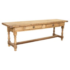 19th Century Long Antique Bleached Oak Refectory Library Table Console Table fro