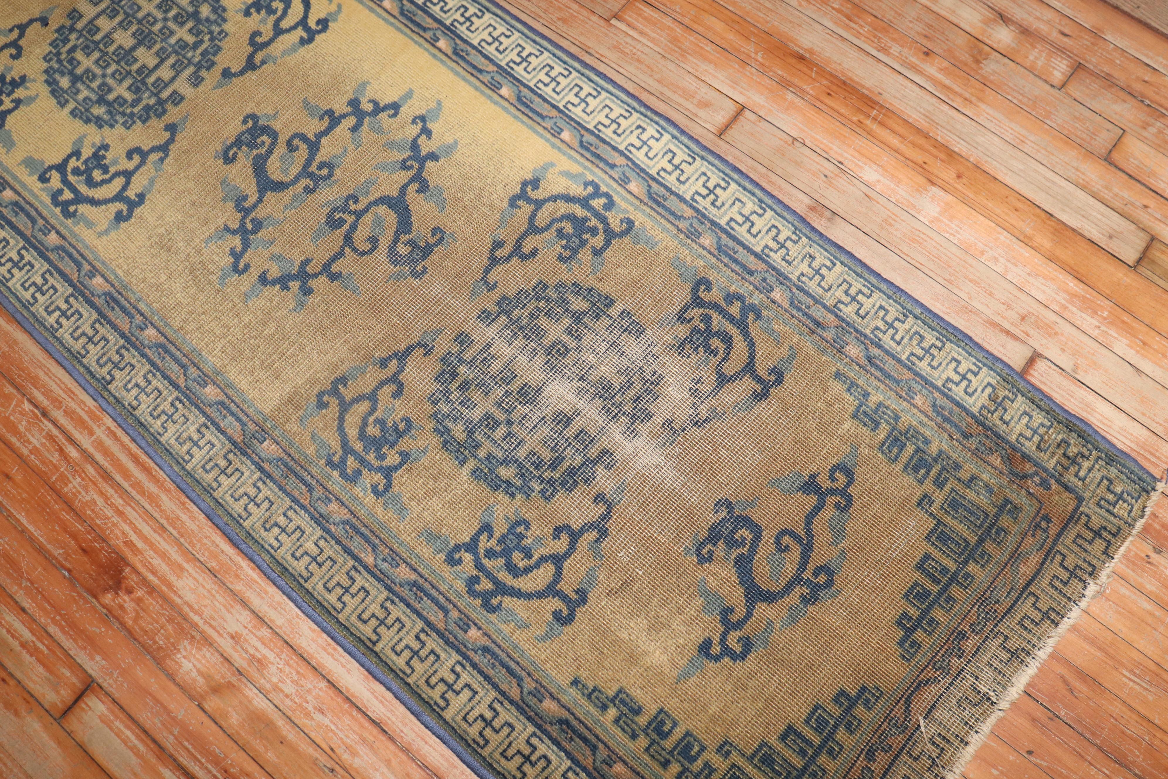 Hand-Woven 19th Century Long Antique Chinese Runner For Sale