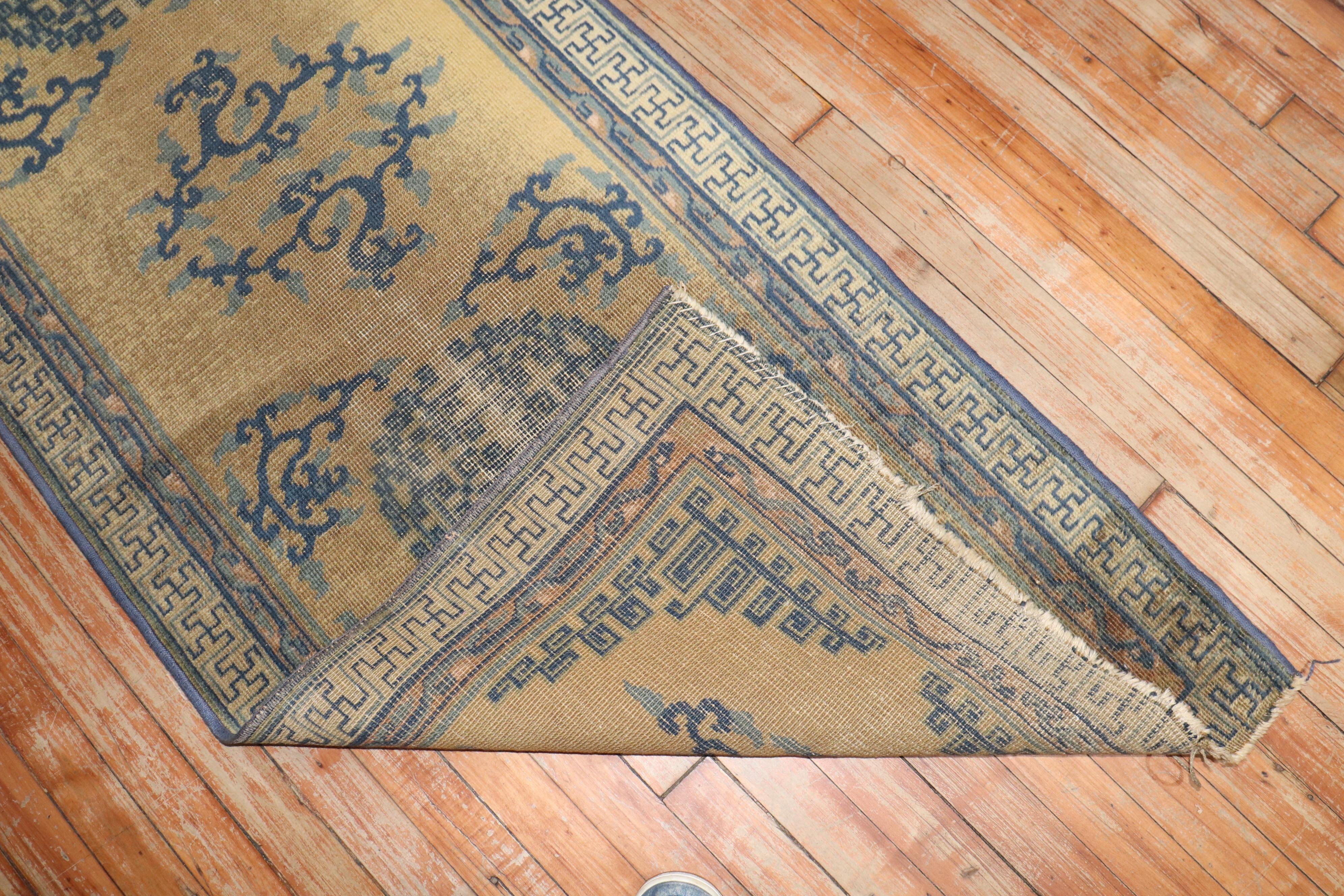 19th Century Long Antique Chinese Runner In Fair Condition For Sale In New York, NY