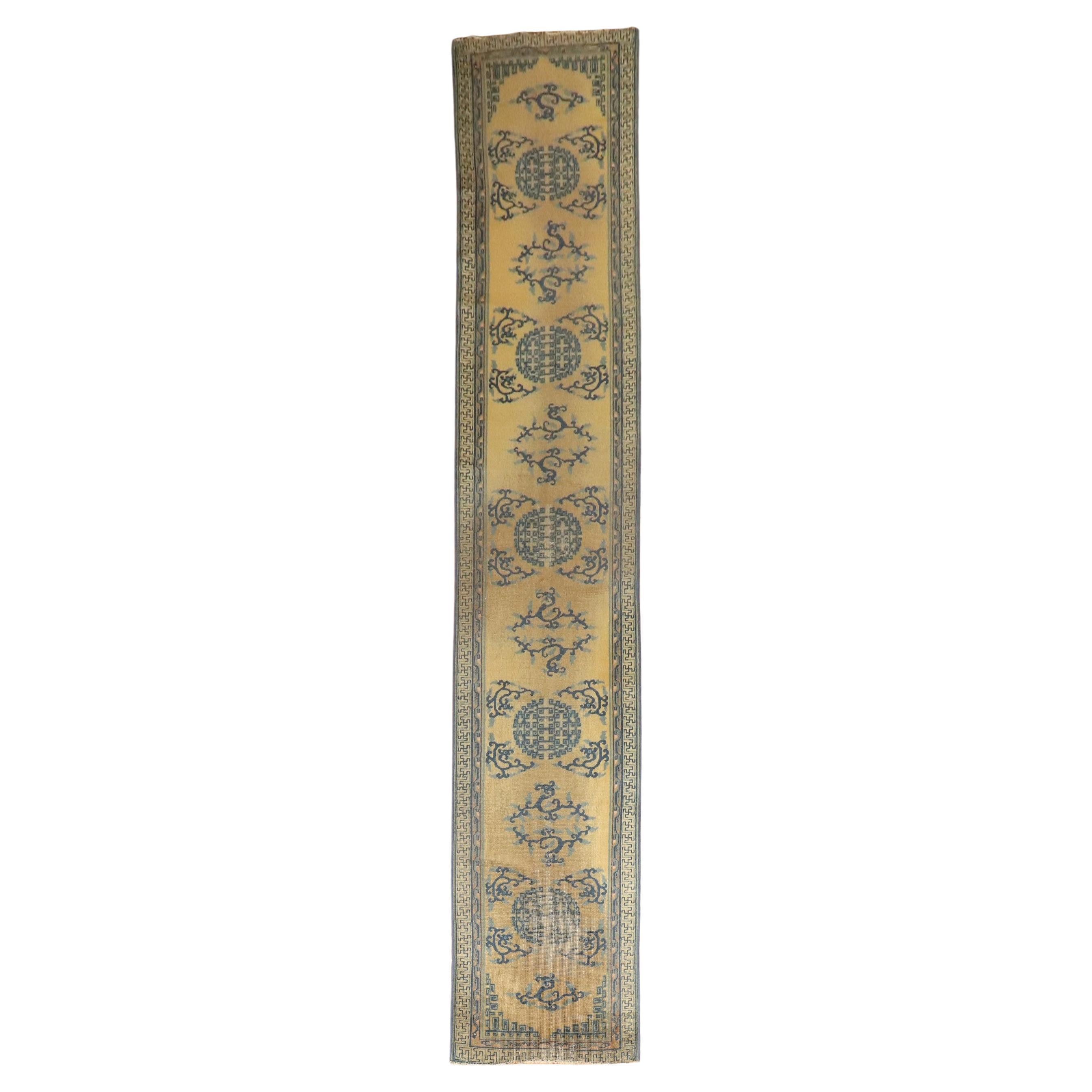 19th Century Long Antique Chinese Runner For Sale