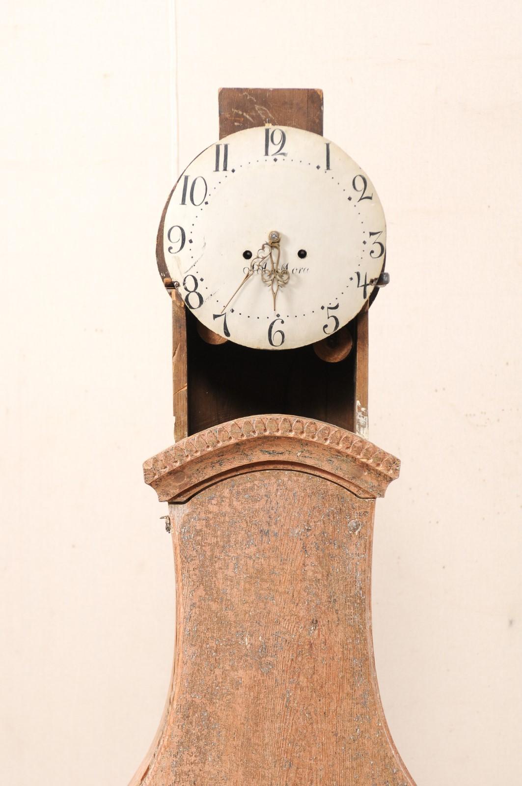 Wood 19th Century Long-Case Grandfather Clock, Sweden For Sale
