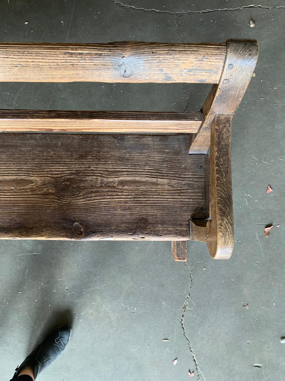 19th Century Long Continental Bench with Old Finish 7