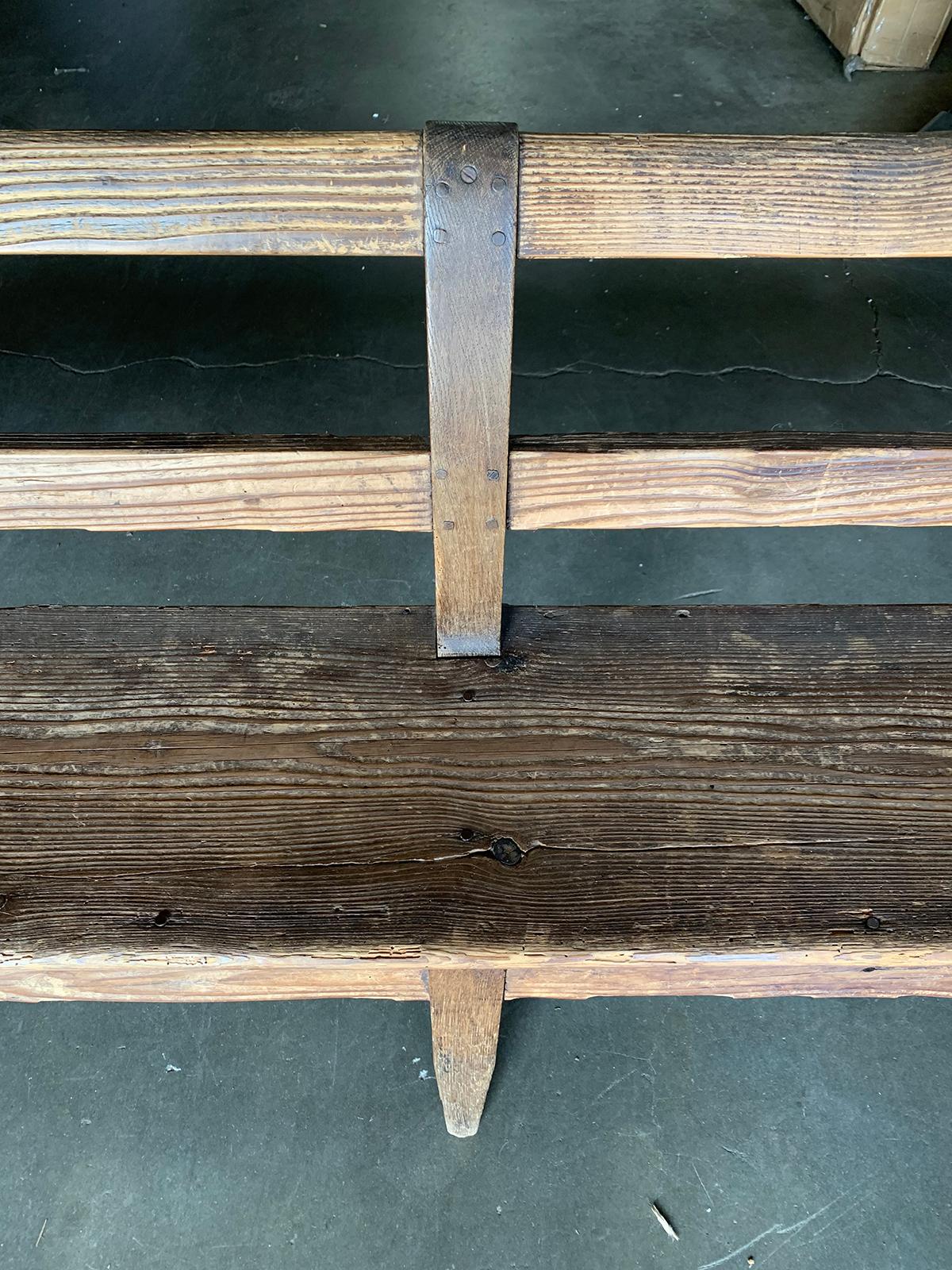 19th Century Long Continental Bench with Old Finish 10