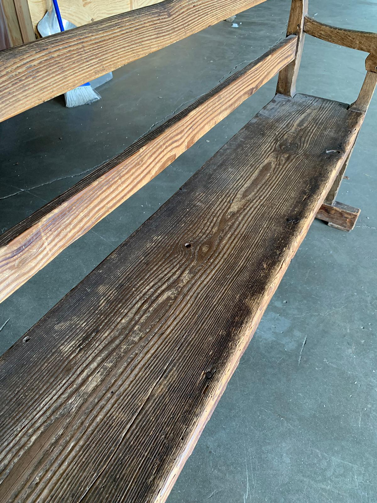 19th Century Long Continental Bench with Old Finish 4