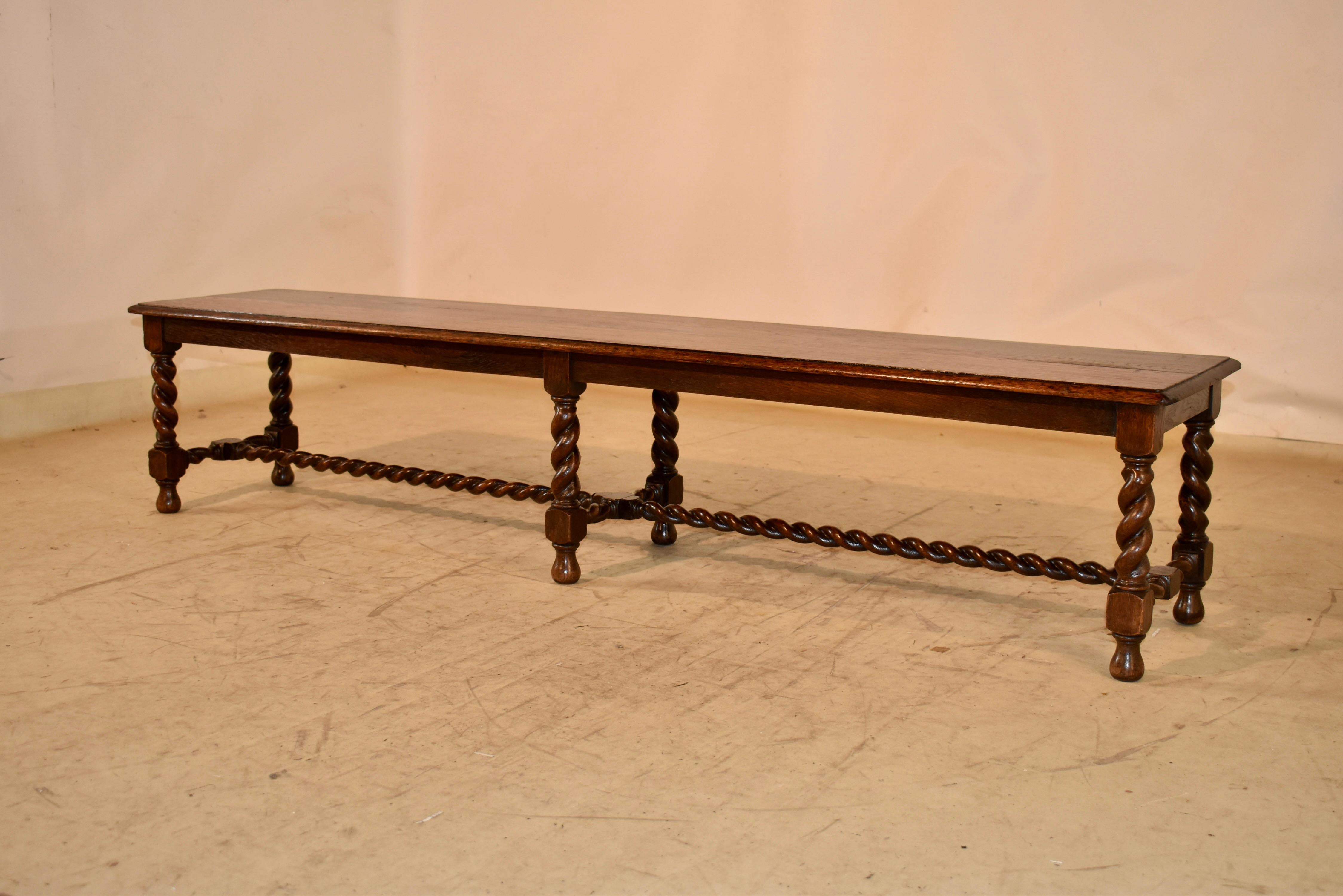 Victorian 19th Century Long English Oak Bench For Sale