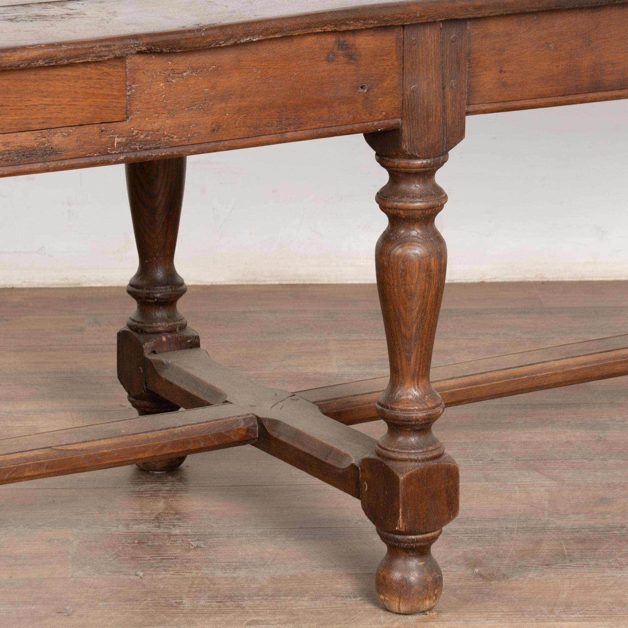 Country 19th Century Long French Oak Refectory Library Table For Sale