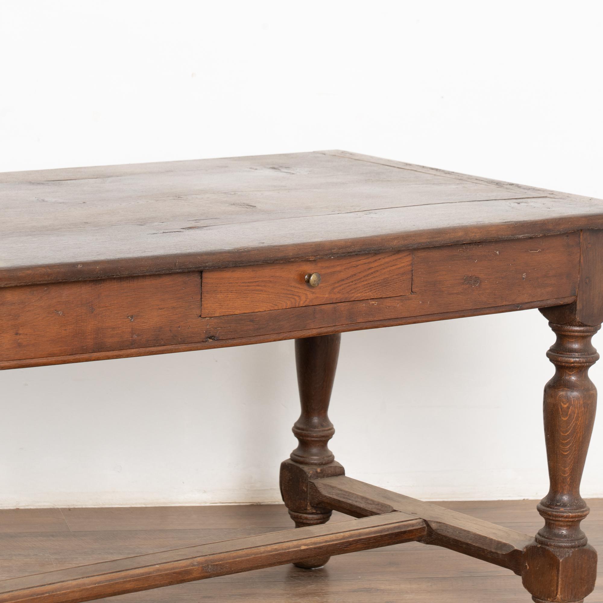 19th Century Long French Oak Refectory Library Table In Fair Condition For Sale In Round Top, TX