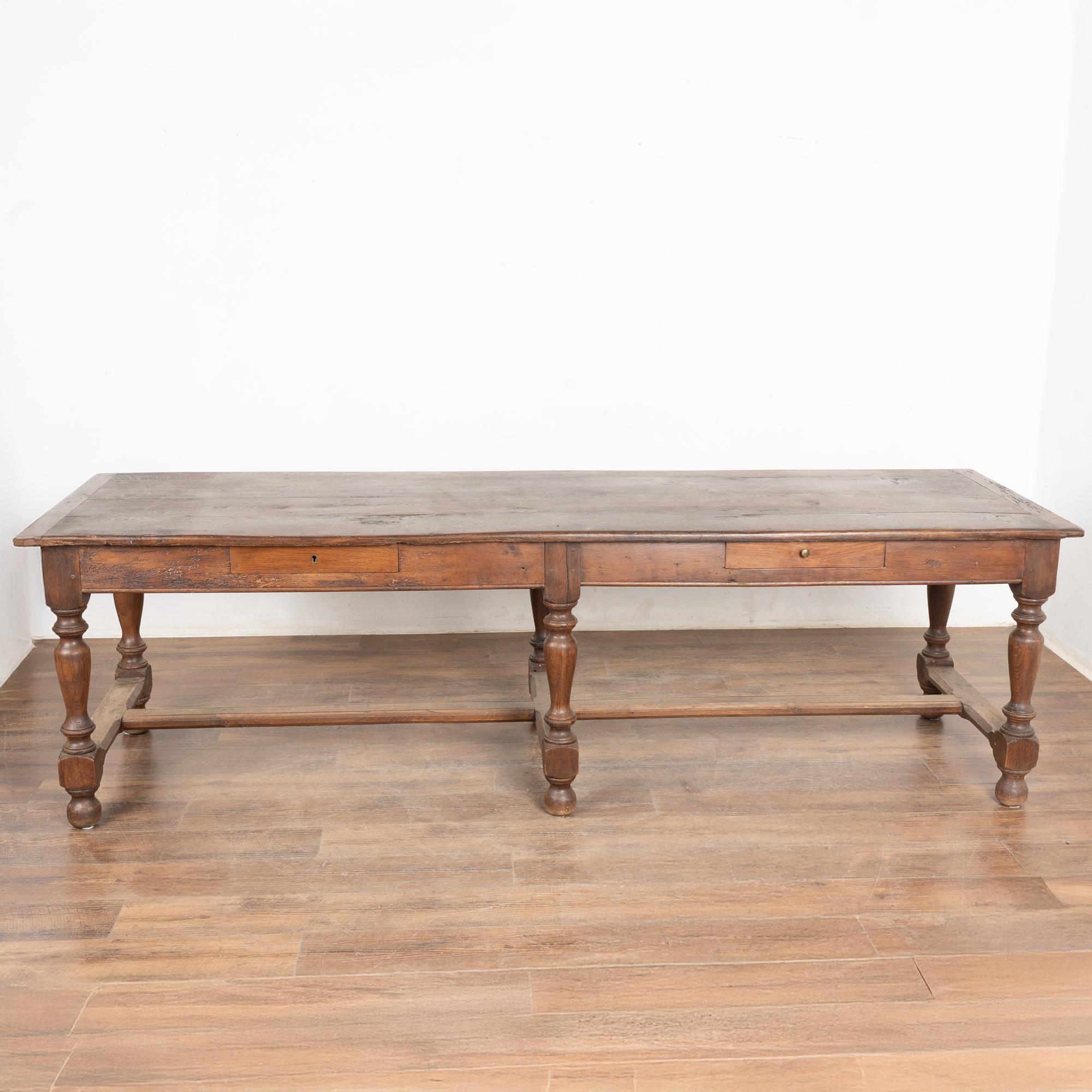 19th Century Long French Oak Refectory Library Table For Sale 4