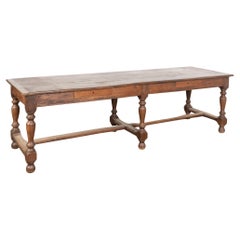 19th Century Long French Oak Refectory Library Table