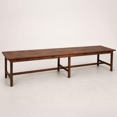 Mesa de comedor larga de roble francés del siglo XIX
