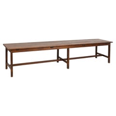 Mesa de comedor larga de roble francés del siglo XIX