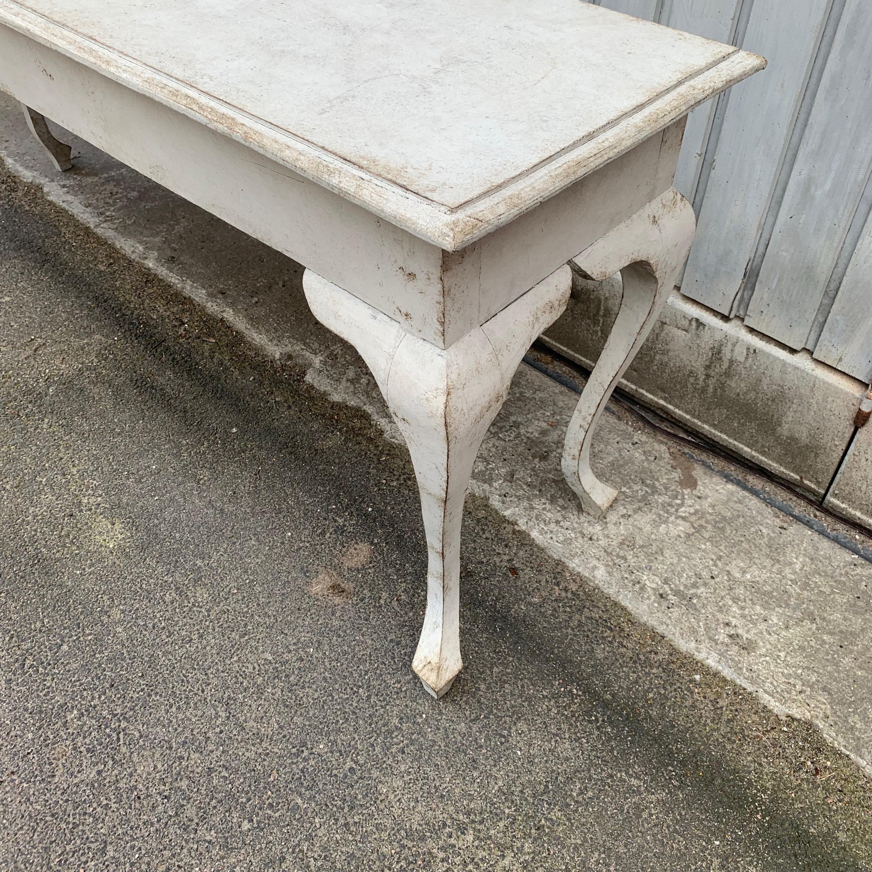 19th Century Long Gustavian Style Painted Console Hall Table For Sale 5