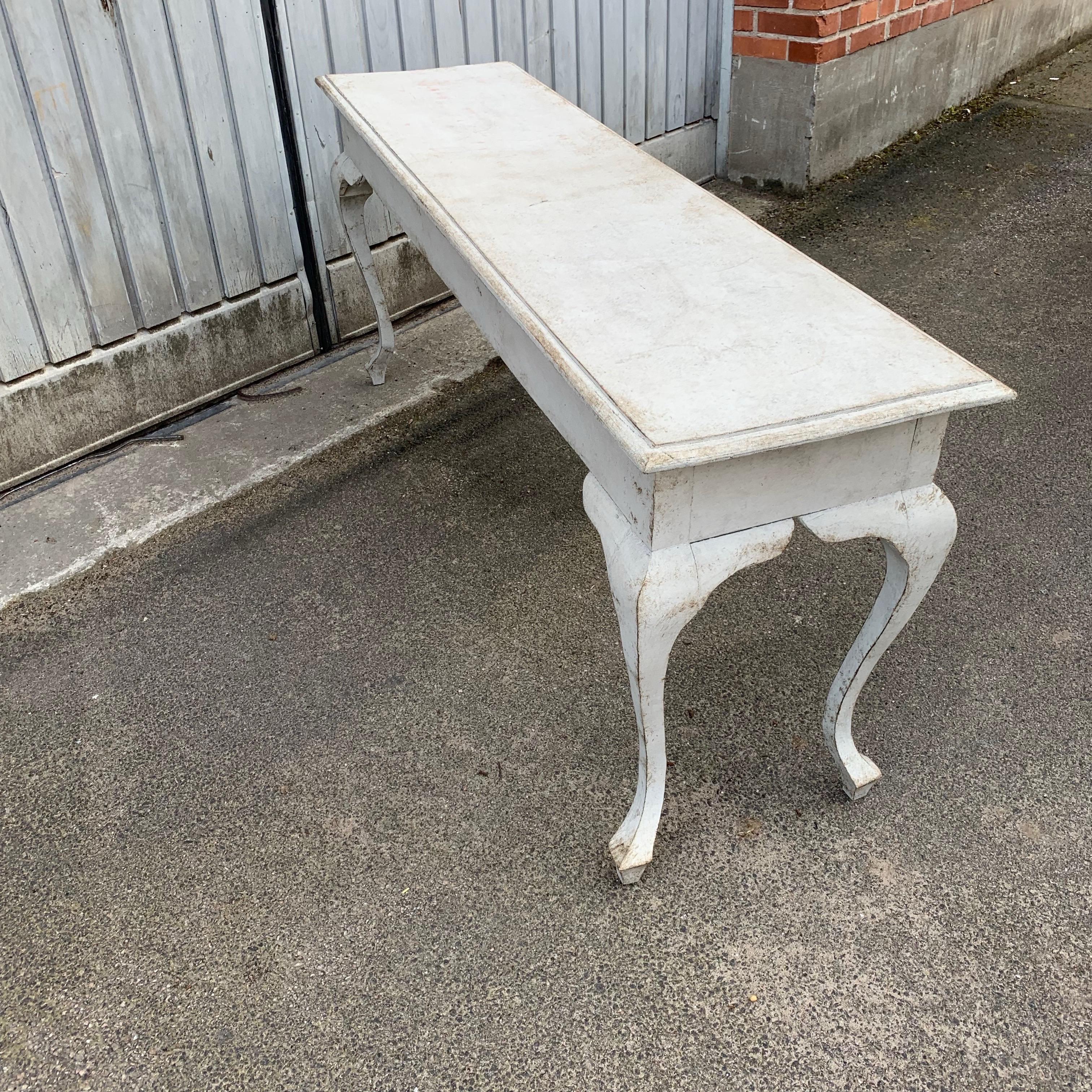 19th Century Long Gustavian Style Painted Console Hall Table For Sale 9