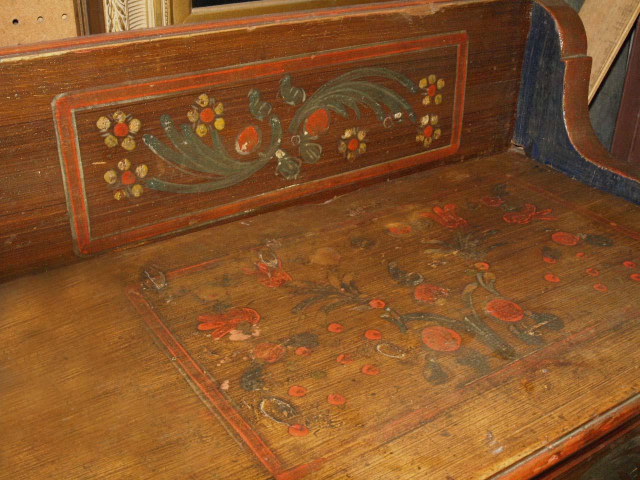 19th Century Long Painted Pine Lift Top Bench For Sale 8